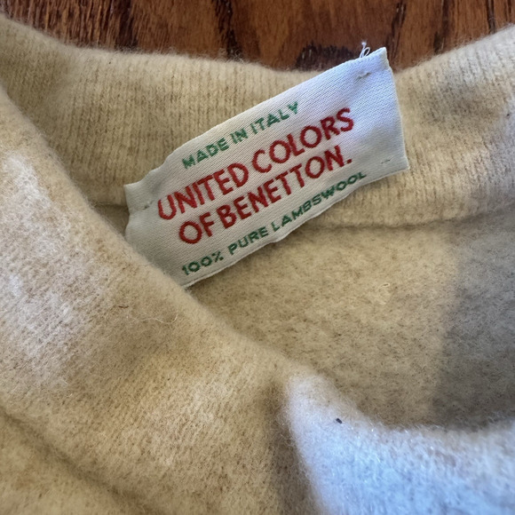 VTG United Colors of Benetton Womens 34" Lambswool Short Sweater 90's Panda - Picture 14 of 16